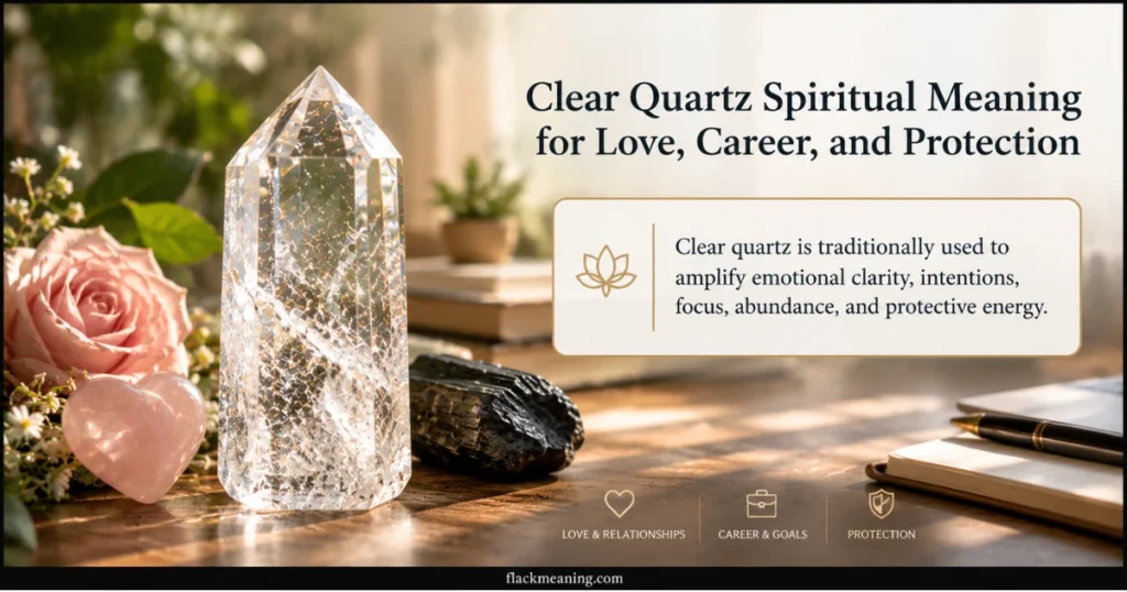 Clear quartz spiritual meaning for love, career, and protection